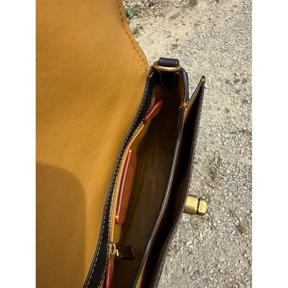 Coach 1941 Saddle Bag 23 Black Glovetanned Leather Crossbody 58241 Brass Chain - Picture 13 of 16